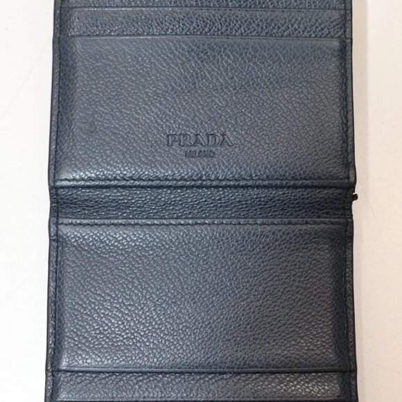 Prada Card Case 2MC049 Men's Bi-Fold Business Card Holder VIT.MICRO GRAIN Baltic - Picture 10 of 14